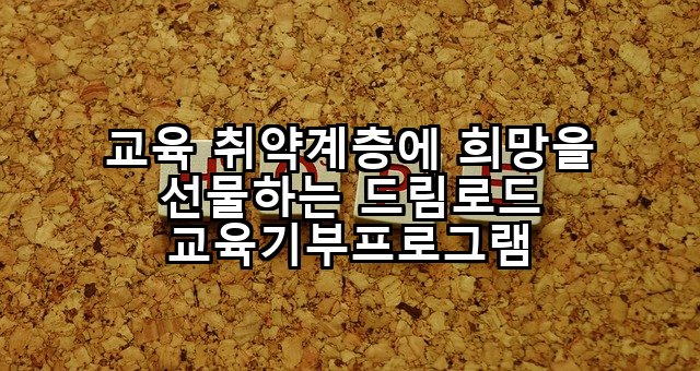 교육 취약계층에 희망을 선물하는 드림로드 교육기부프로그램